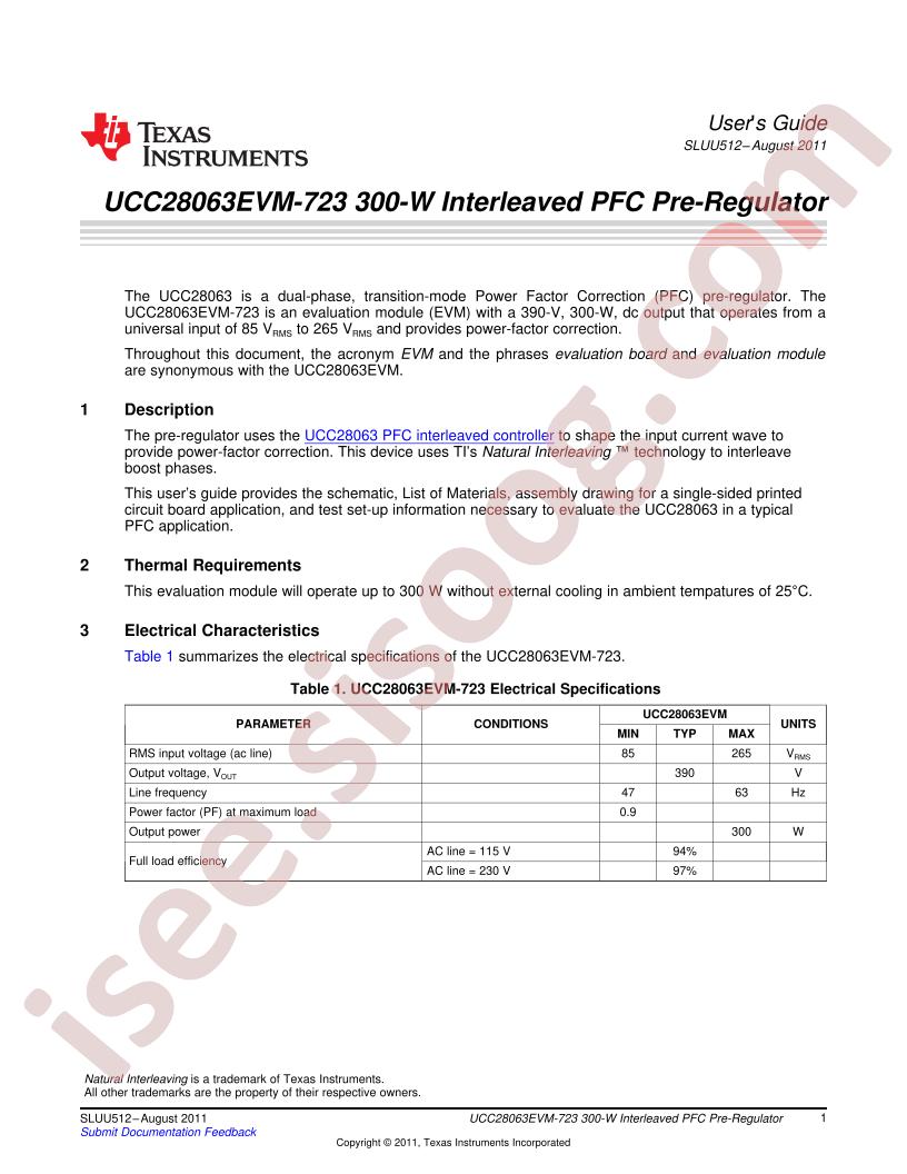 UCC28063EVM-723 User Guide