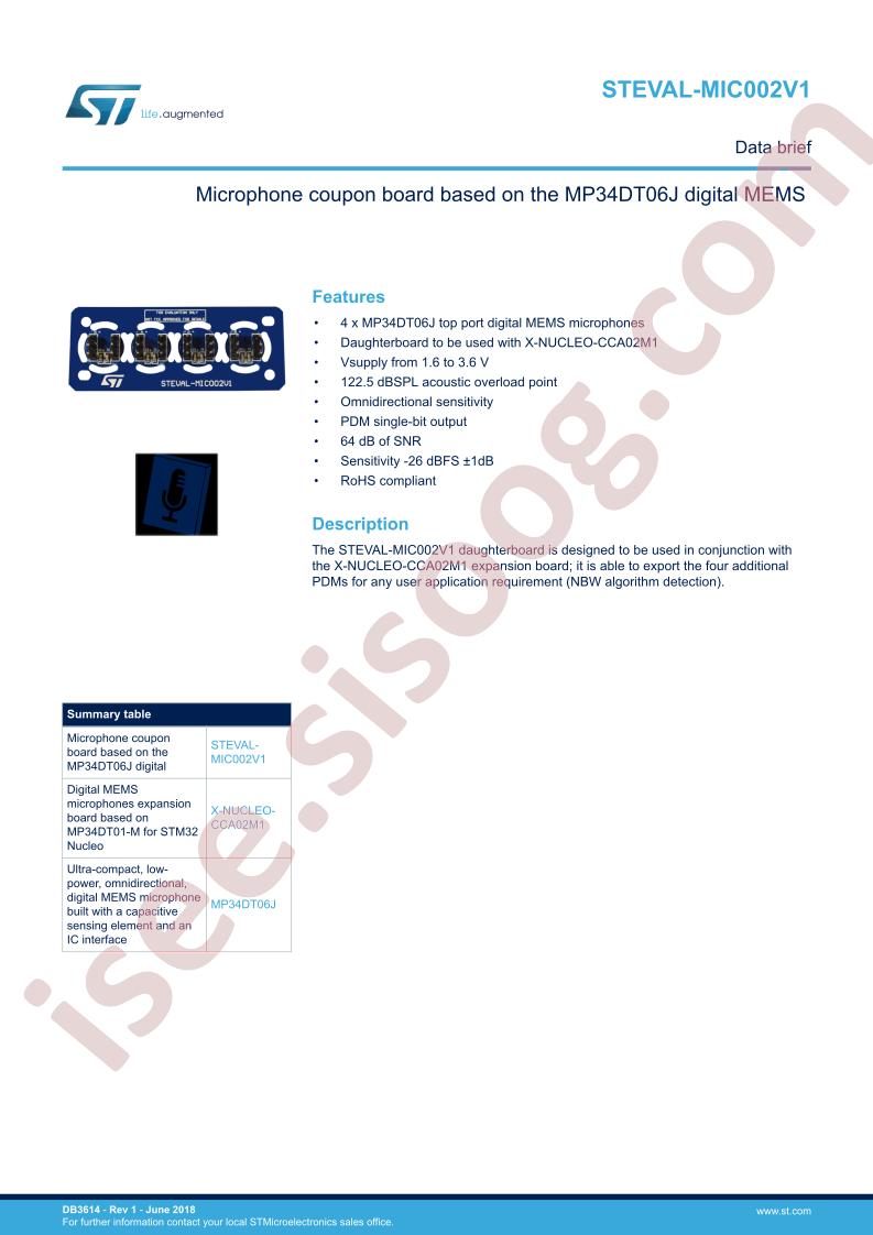 STEVAL-MIC002V1 Data Brief