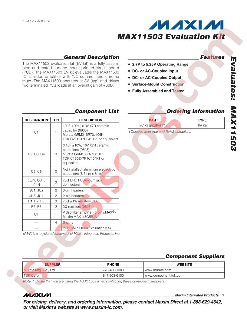 MAX11503 Eval Kit