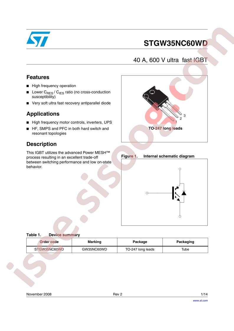 STGW35NC60WD