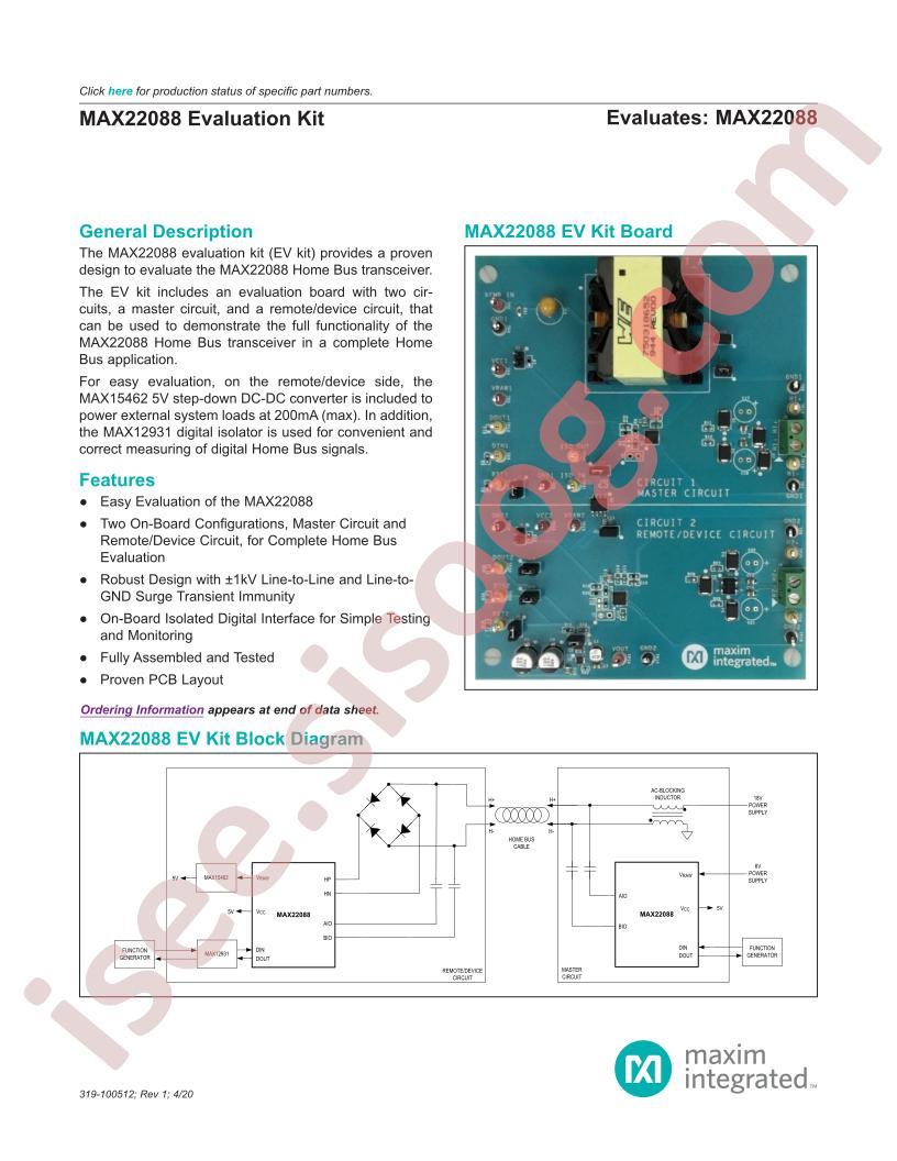 MAX22088 Evaluation Kit