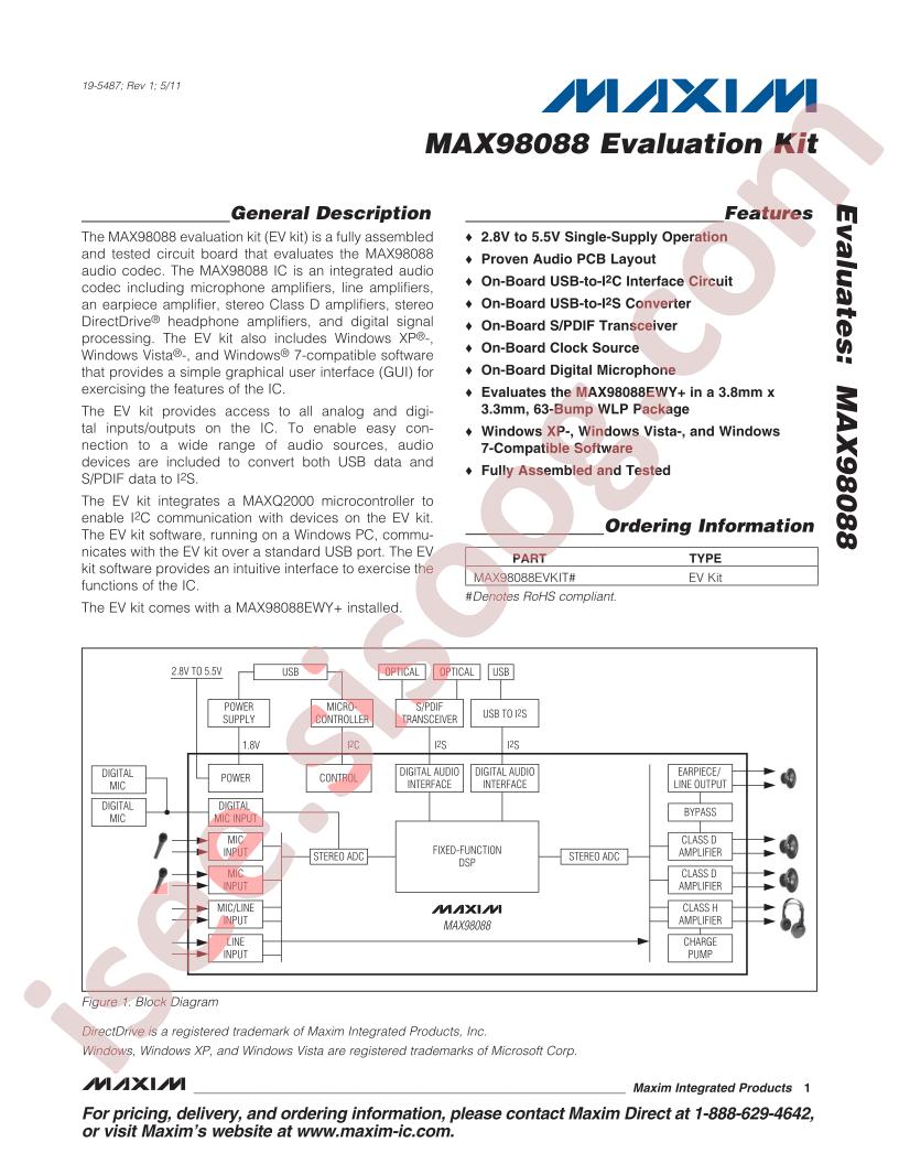MAX98088 Eval Kit