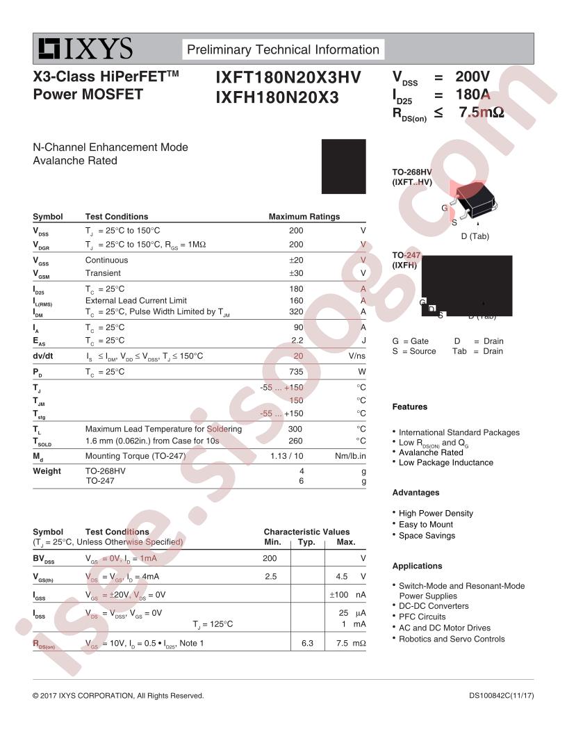 IXFx180N20X3(HV)