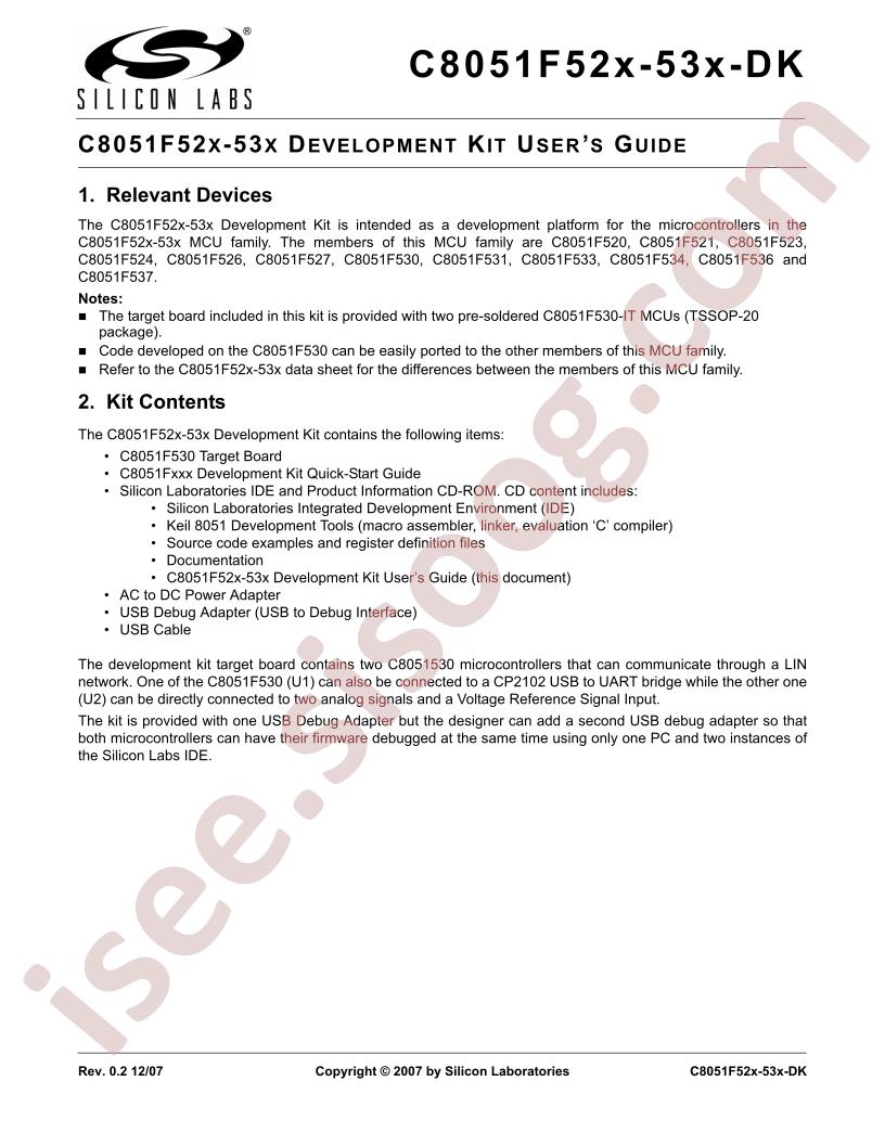 C8051F52x-53x-DK Guide