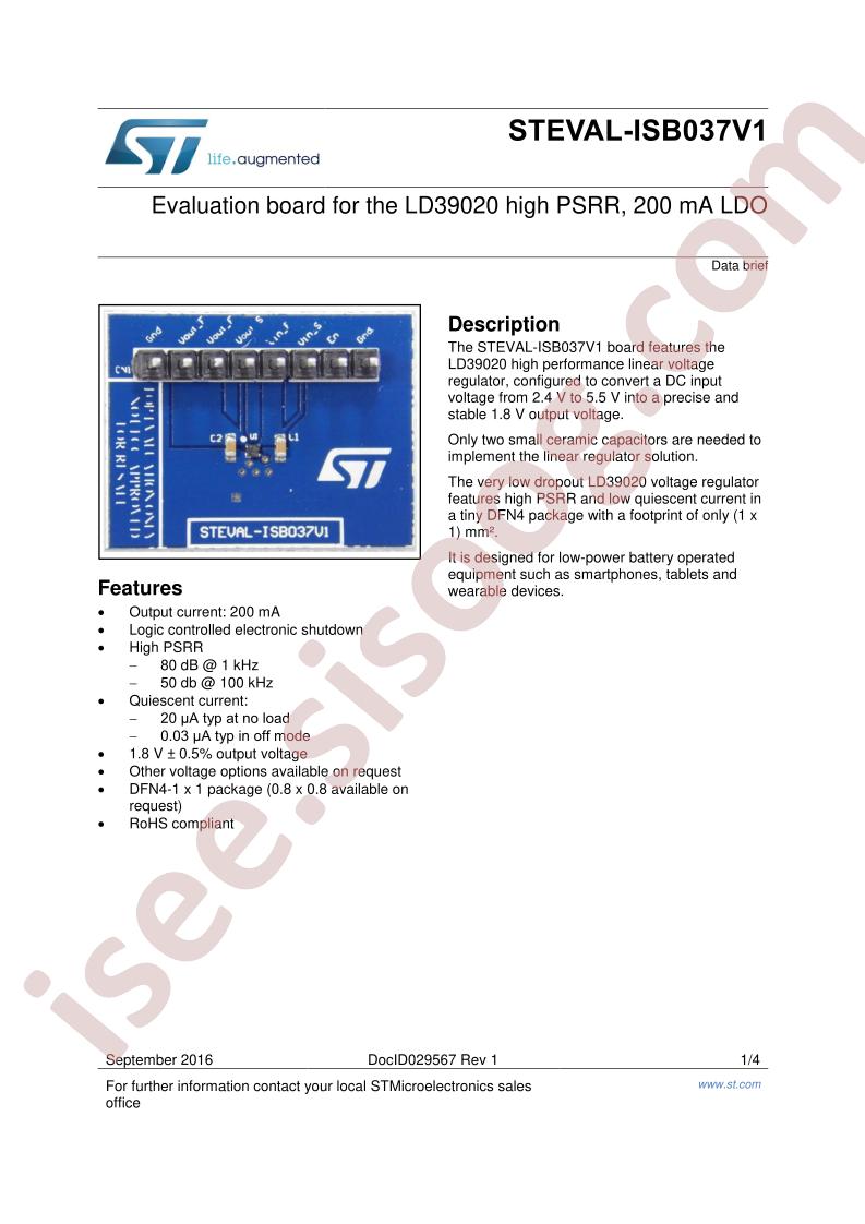 STEVAL-ISB037V1 Brief