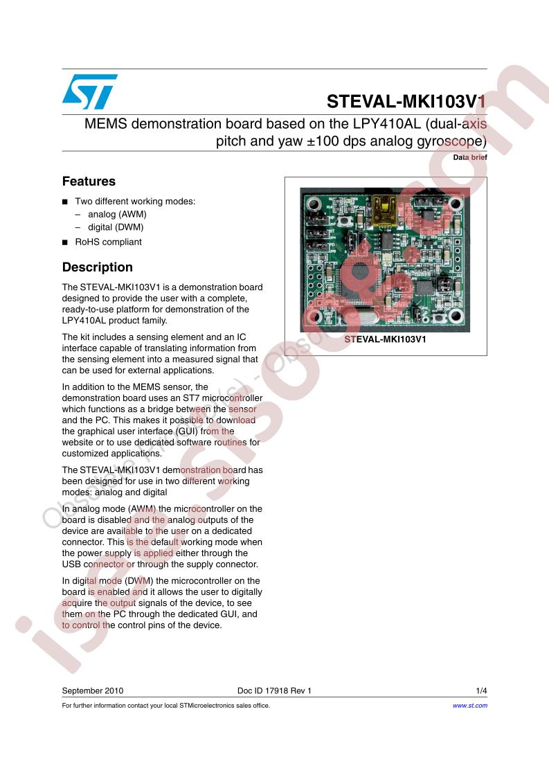 STEVAL-MKI103V1 Data Brief