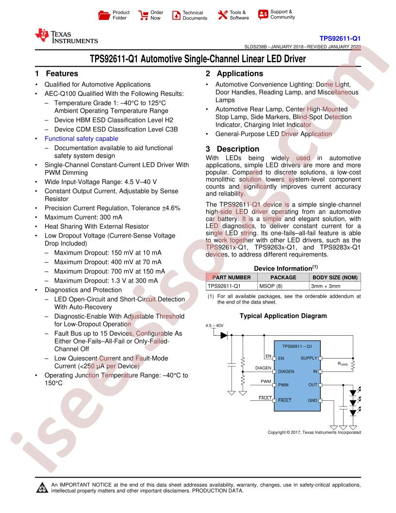 TPS92611-Q1 Datasheet