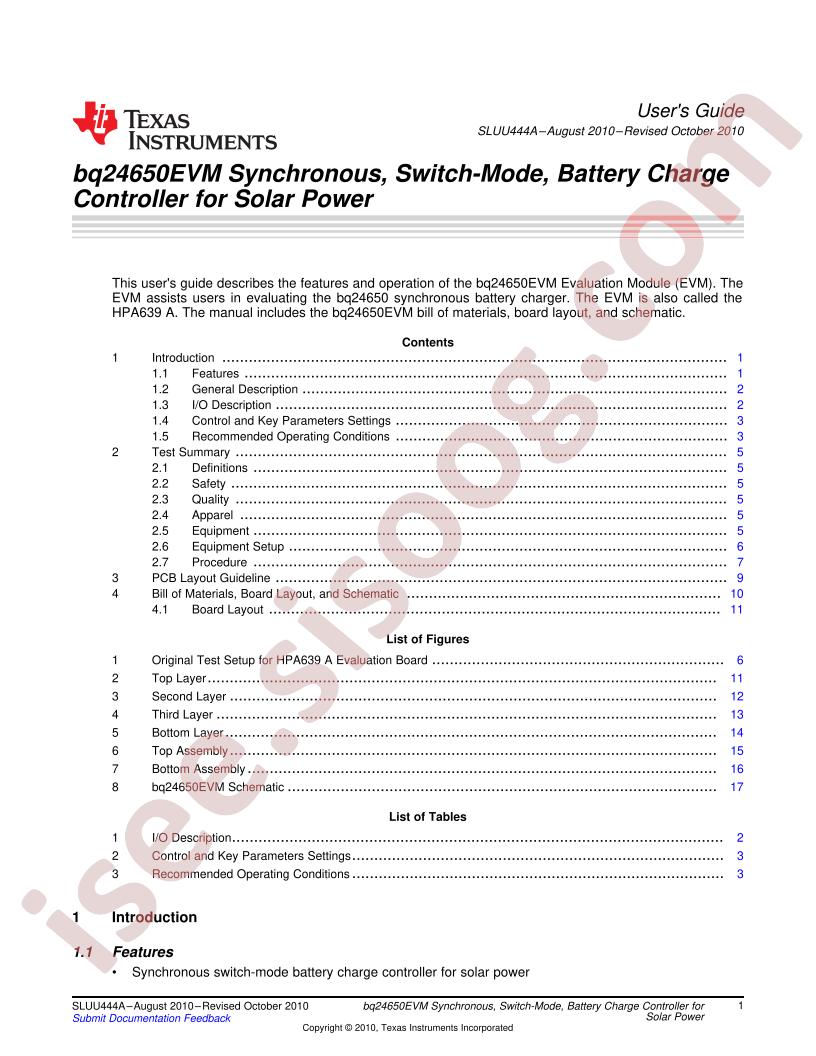 BQ24650EVM Users Guide