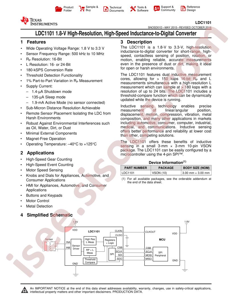 LDC1101 Datasheet