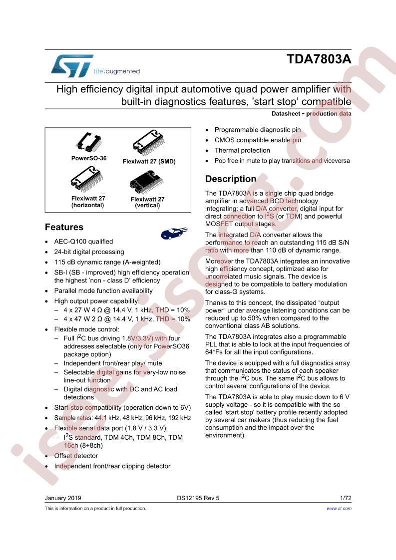 TDA7803A Datasheet