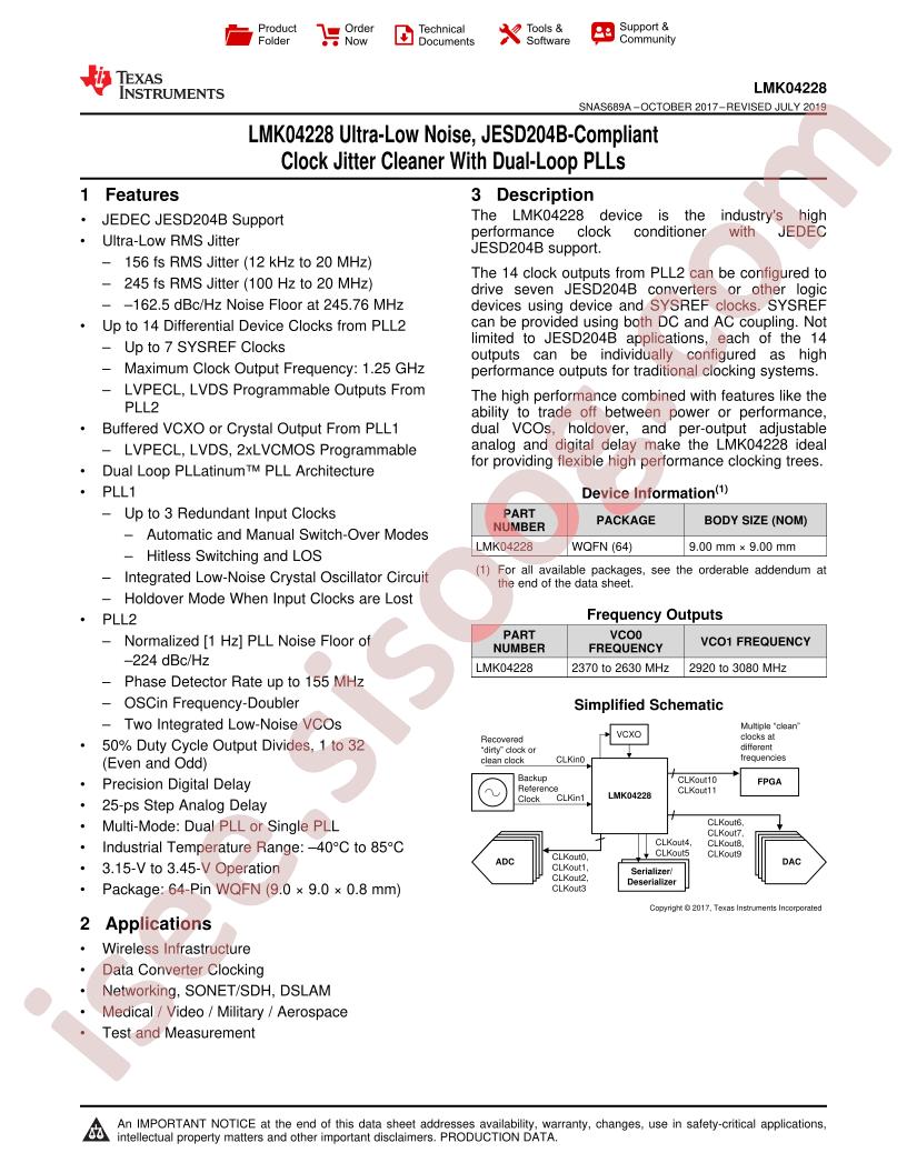 LMK04228 Datasheet