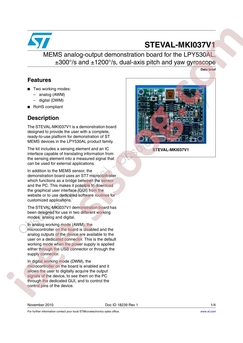 STEVAL-MKI037V1 Data Brief