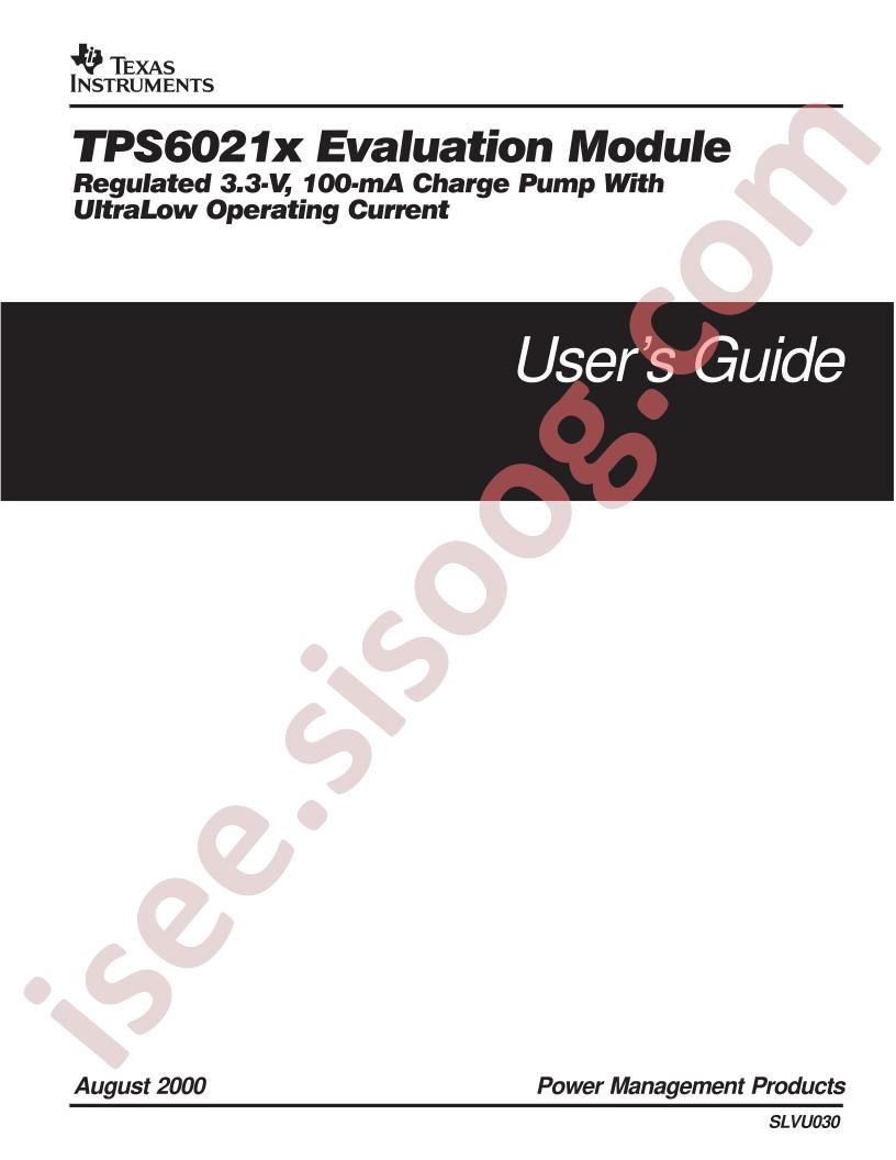 TPS6021x Evaluation Module Users Guide