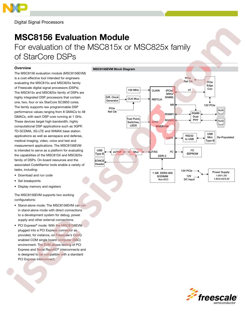 MSC8156EVM Fact Sheet