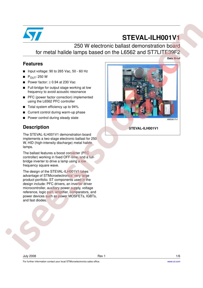 STEVAL-ILH001V1 Data Brief