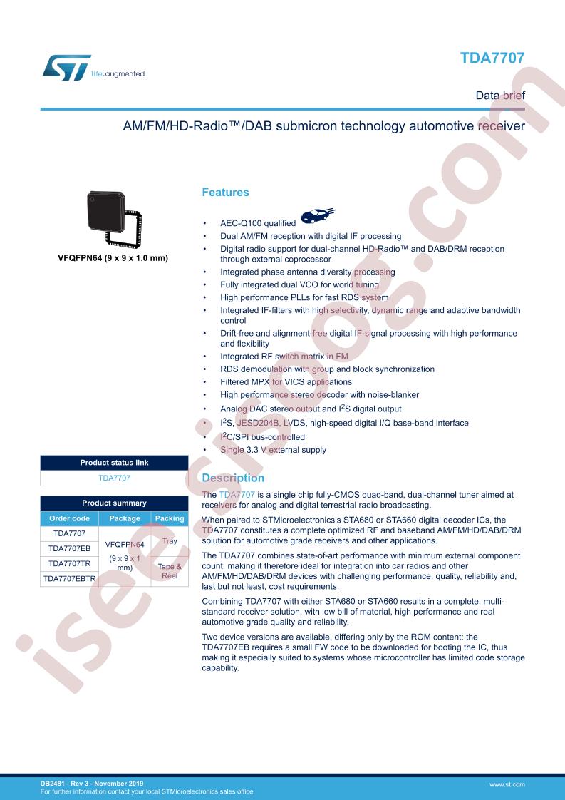 TDA7707 Data Brief