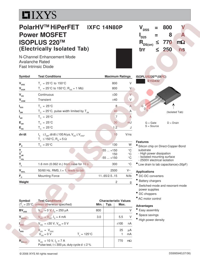 IXFC14N80P
