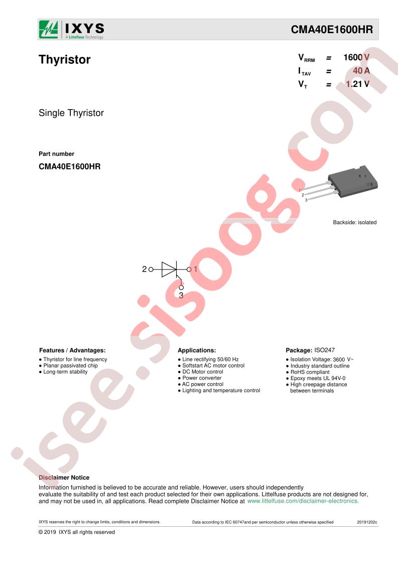 CMA40E1600HR Datasheet