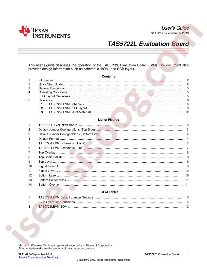 TAS5722LEVM User Guide