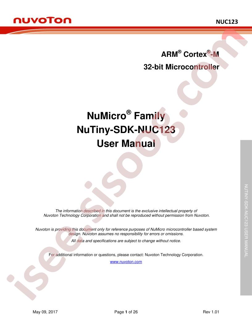 NuTiny-SDK-NUC123 User Manual