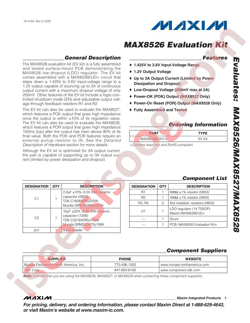 MAX8526 Eval Kit