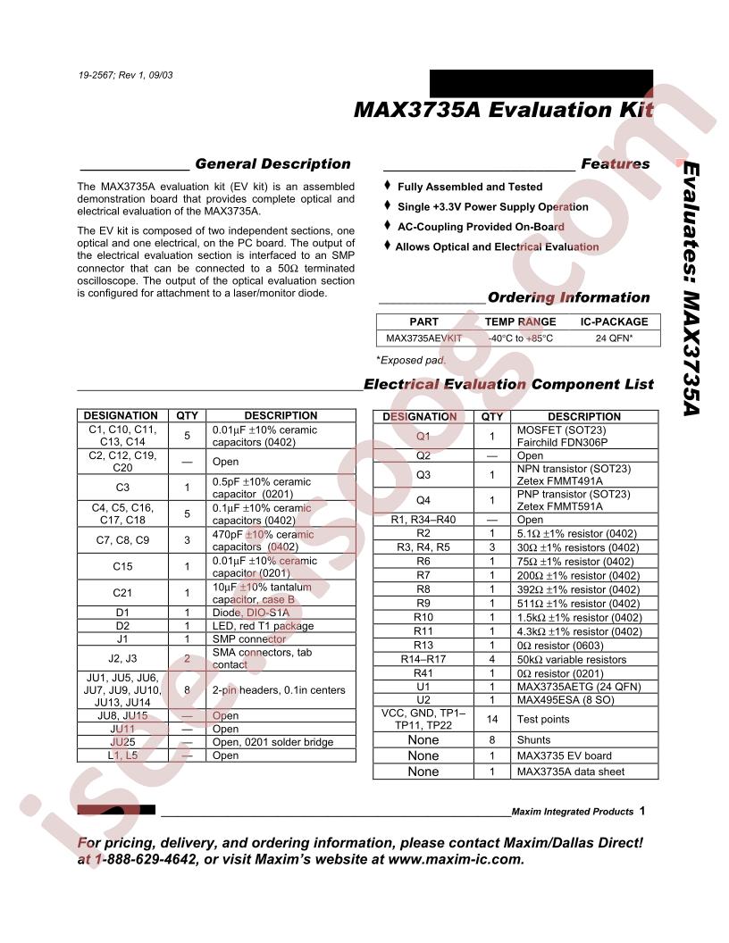 MAX3735A Evaluation Kit