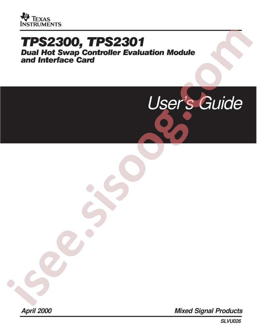 TPS2300, TPS2301 Users Guide
