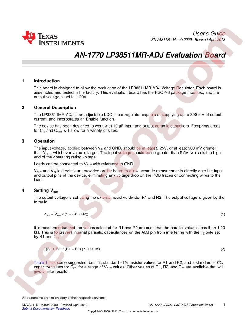 LP38511MR-ADJ Eval Board