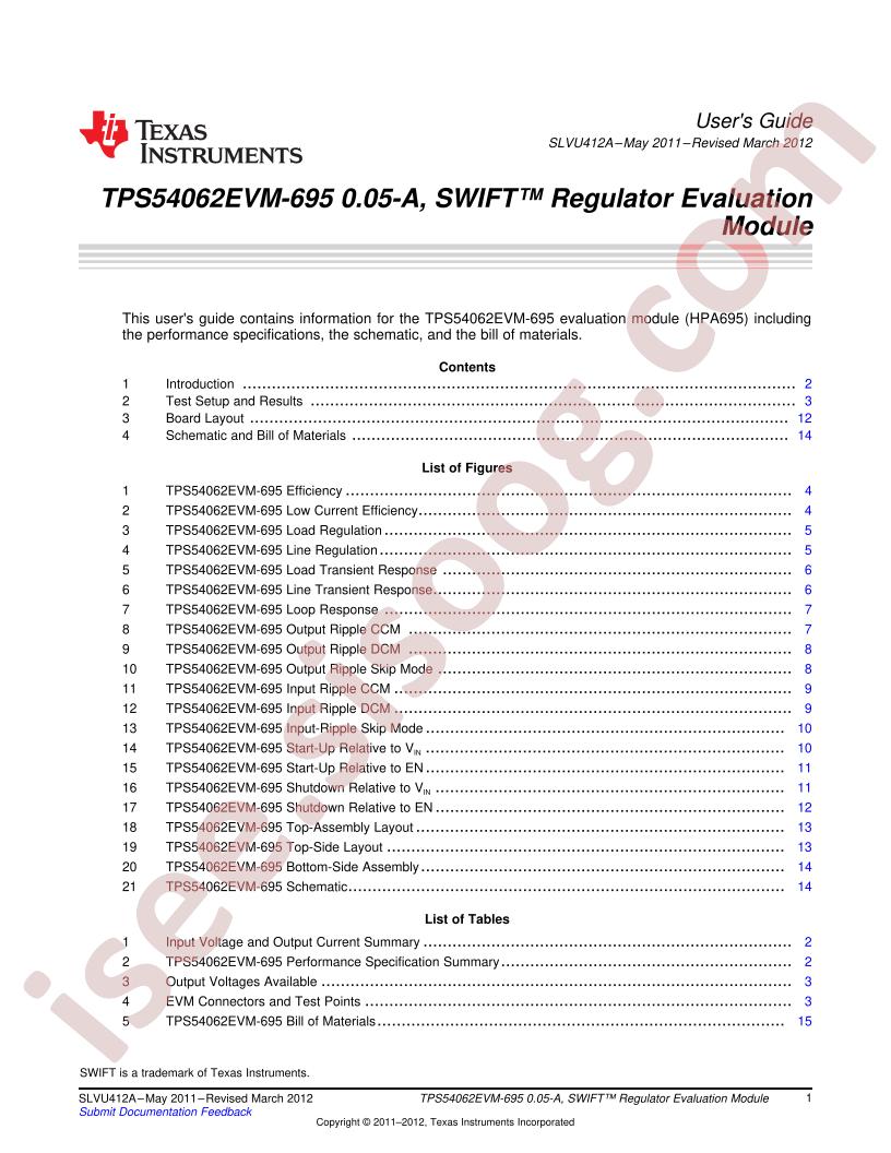 TPS54062EVM-695 User Guide