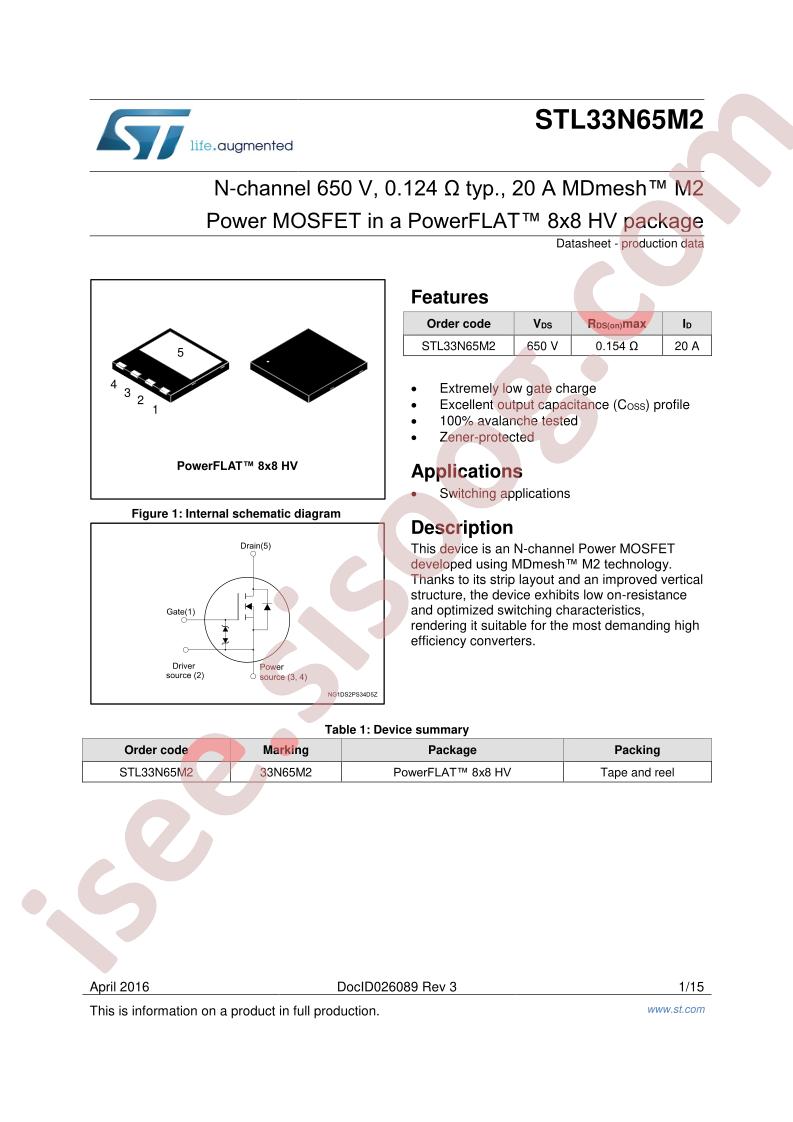 STL33N65M2 Datasheet