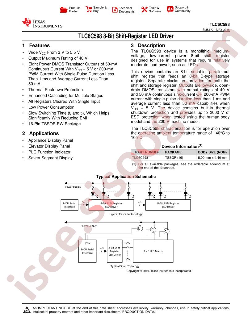 TLC6C598 Datasheet
