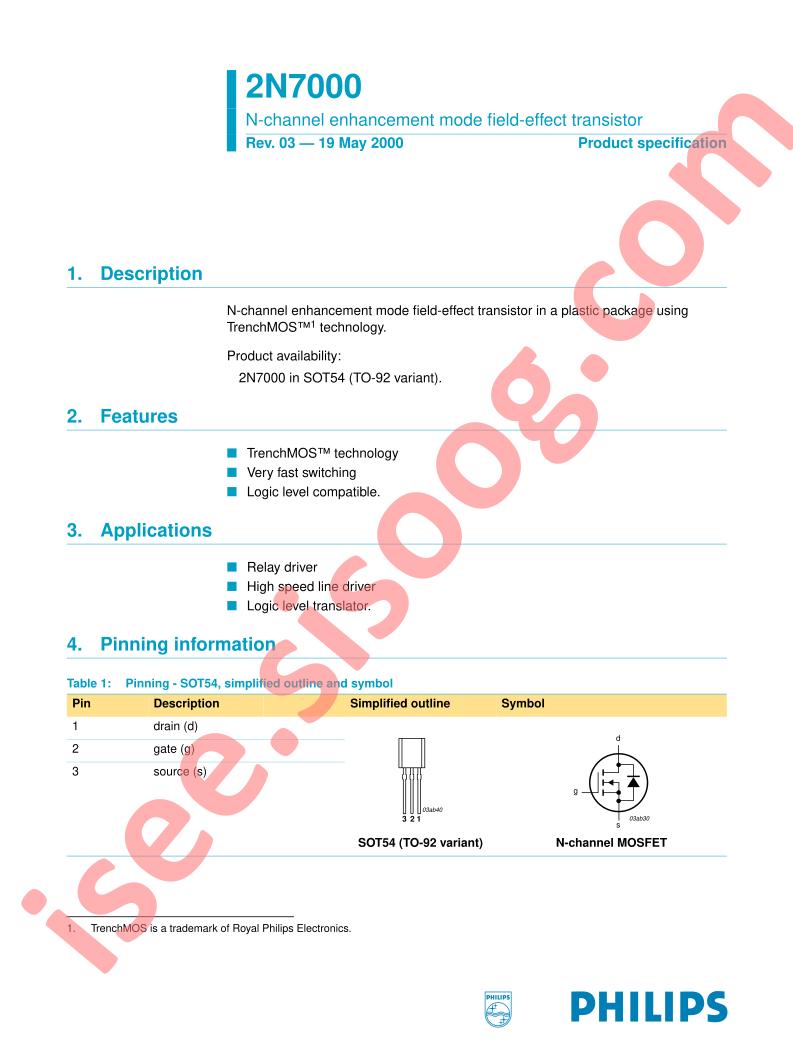 2N7000 Datasheet