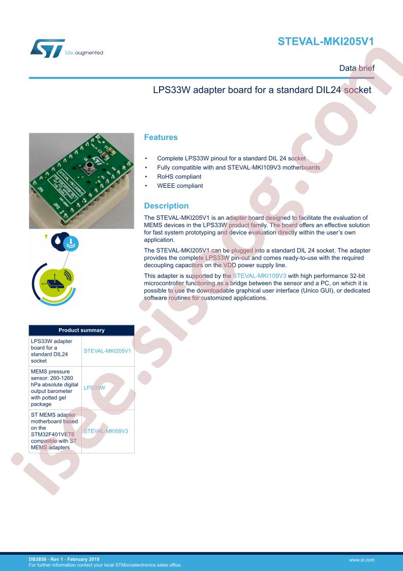 STEVAL-MKI205V1 Data Brief