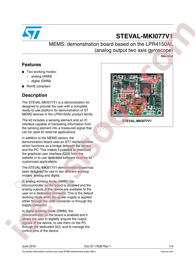 STEVAL-MKI077V1 Data Brief