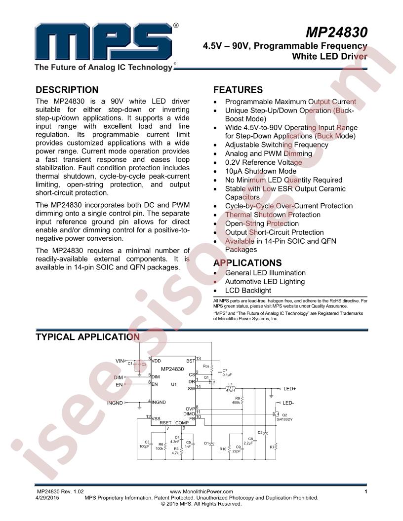 MP24830 Datasheet