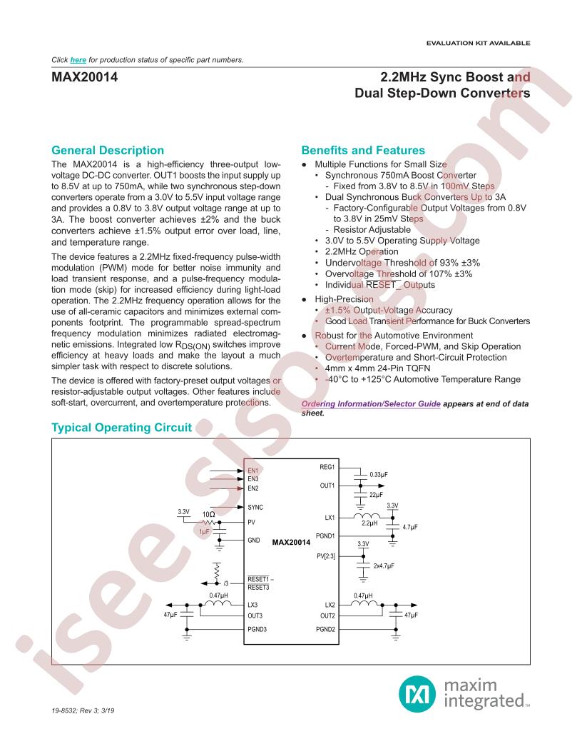 MAX20014 Abridged Datasheet