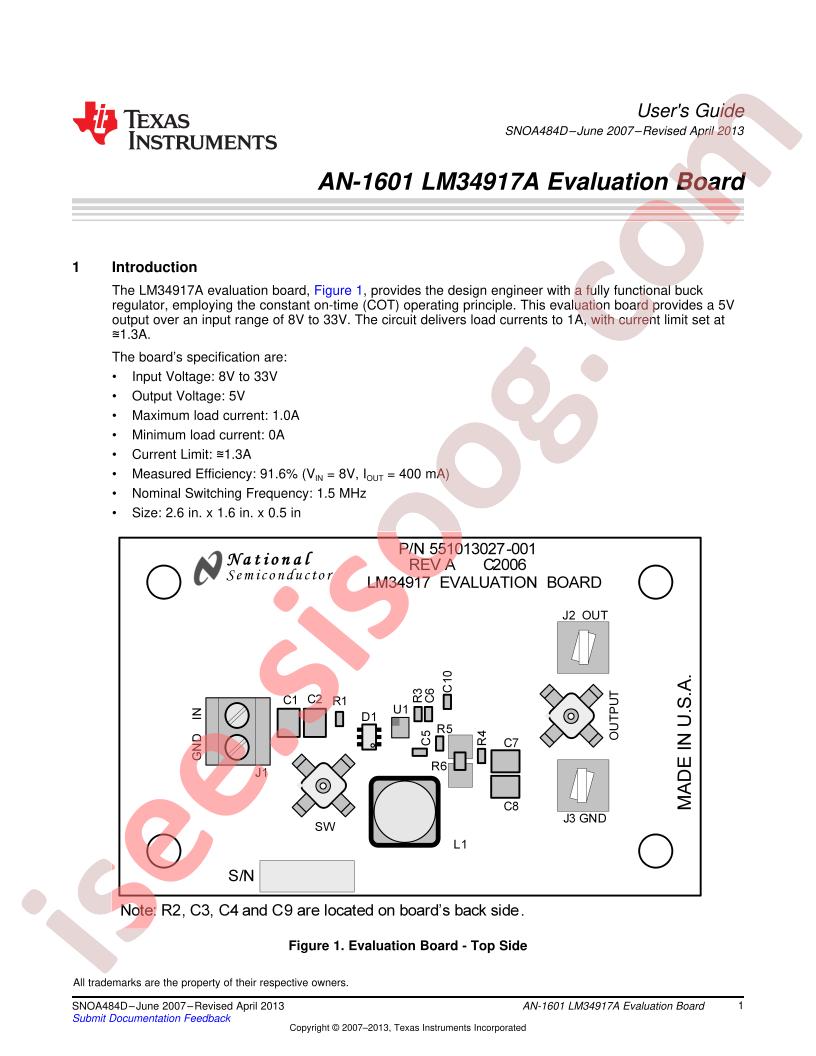 LM34917A Eval Board AppNote