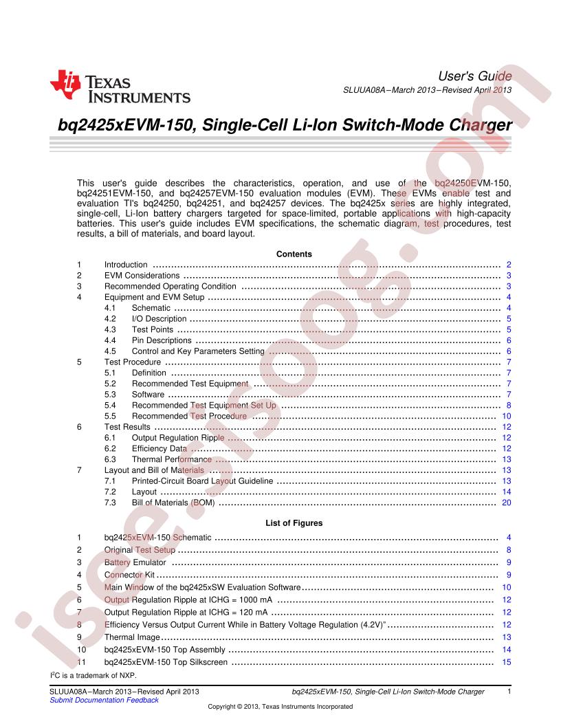 BQ2425xEVM-150 User Guide