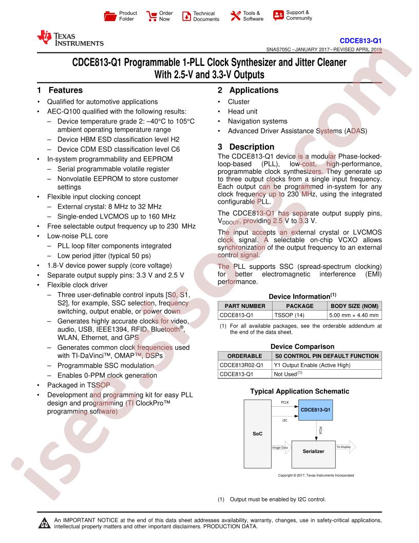 CDCE813-Q1 Datasheet