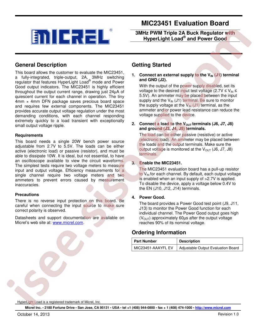 MIC23451 Eval Board