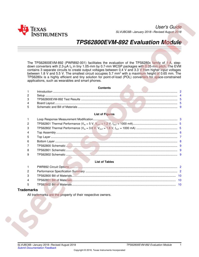 TPS62800EVM-892 User Guide