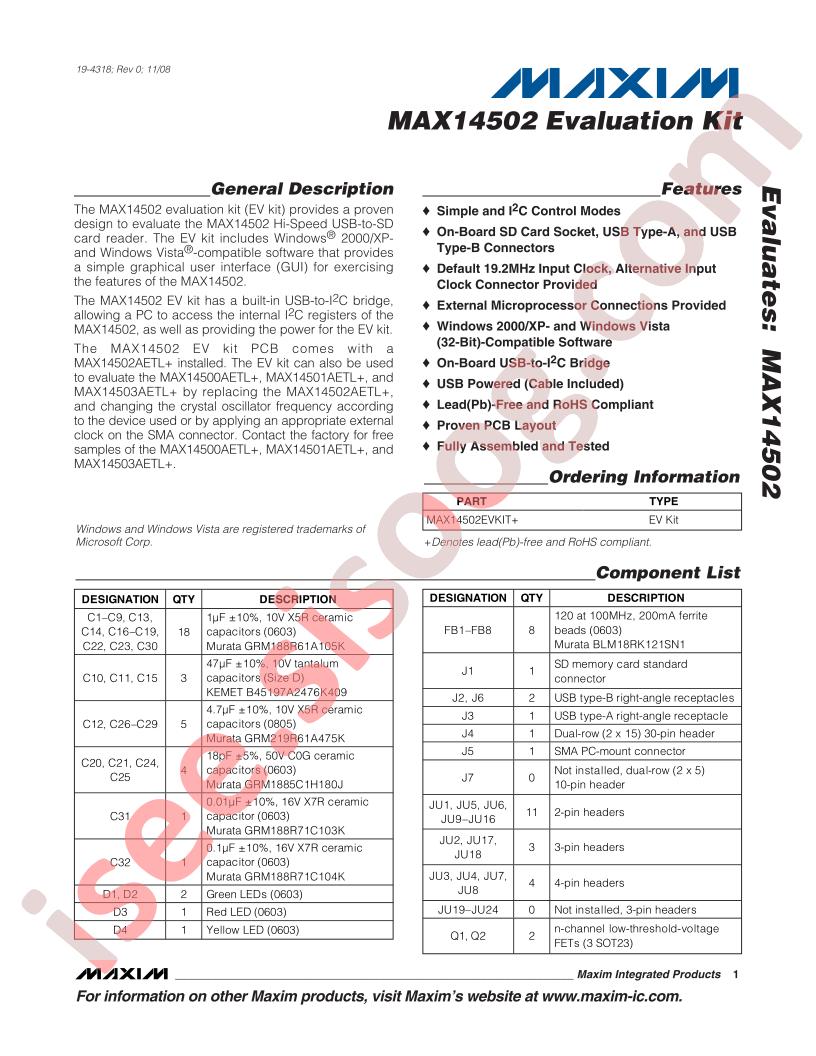 MAX14502 Eval Kit