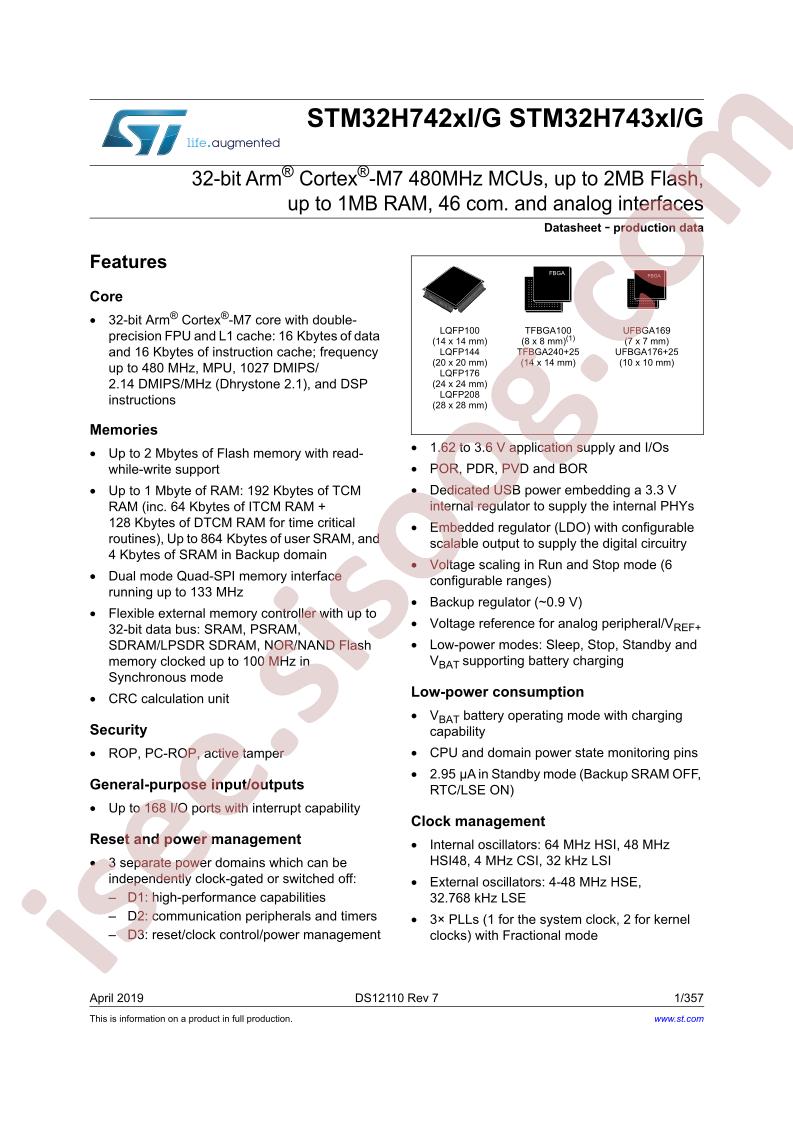 STM32H743xI Datasheet