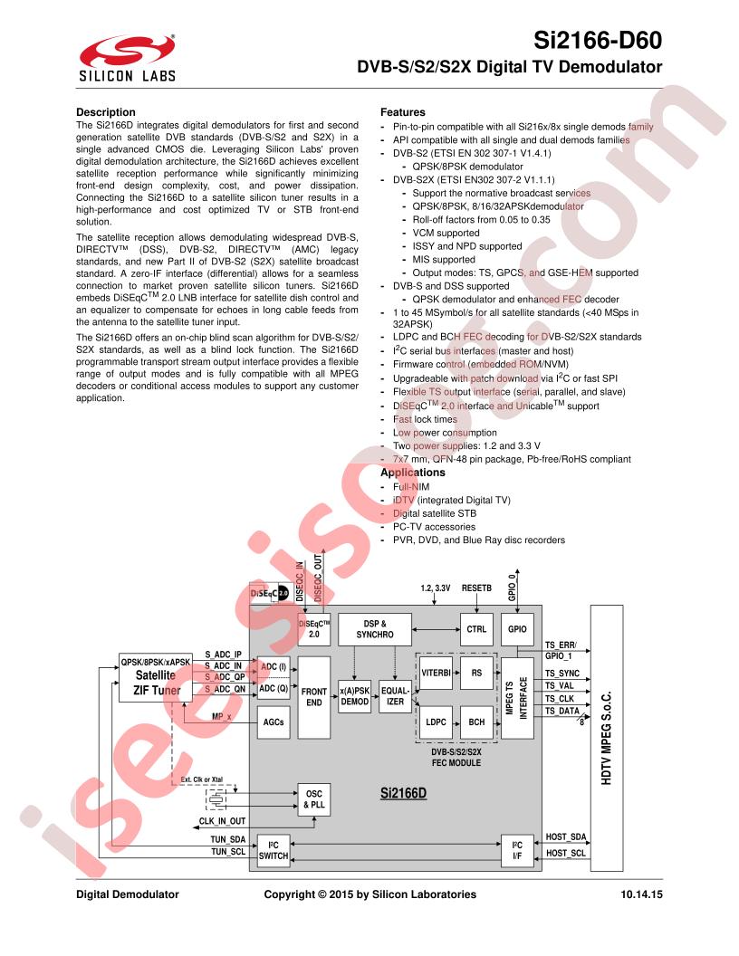 SI2166-D60 Data Short