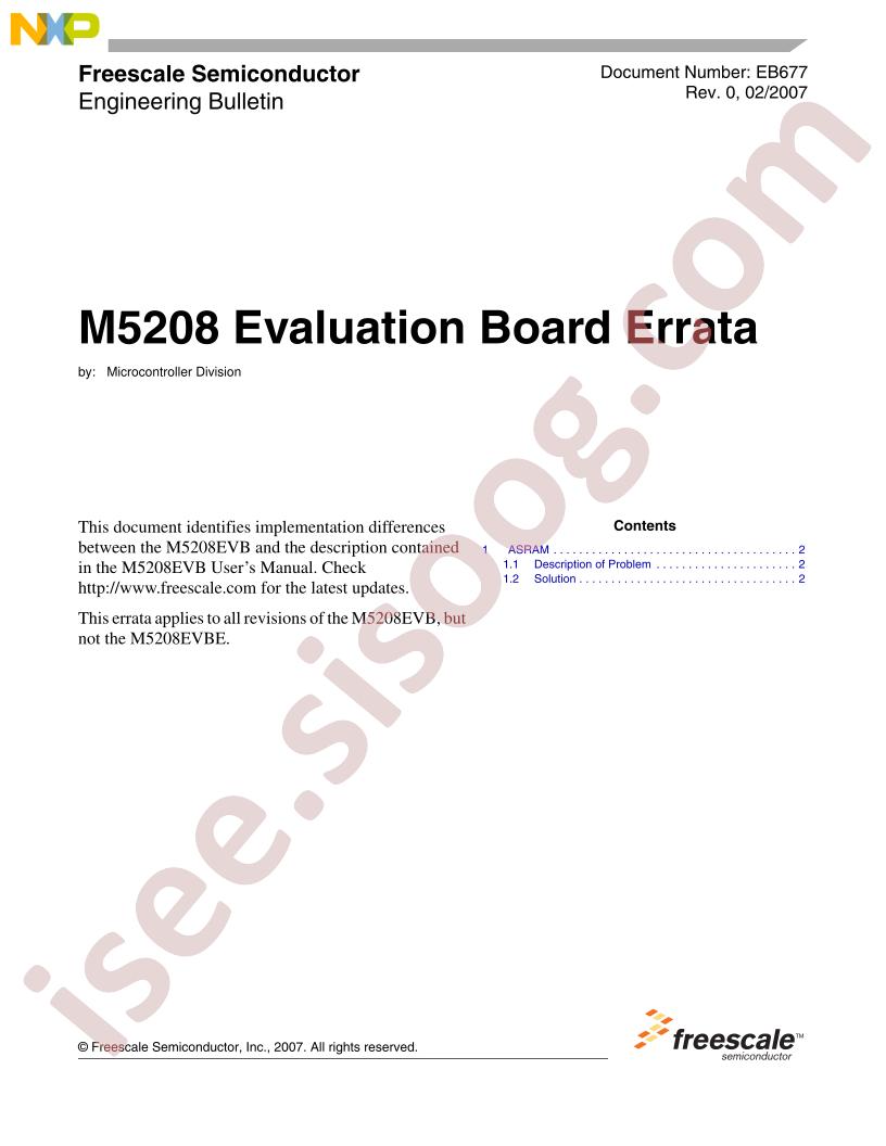 M5208 Eval. Board Errata