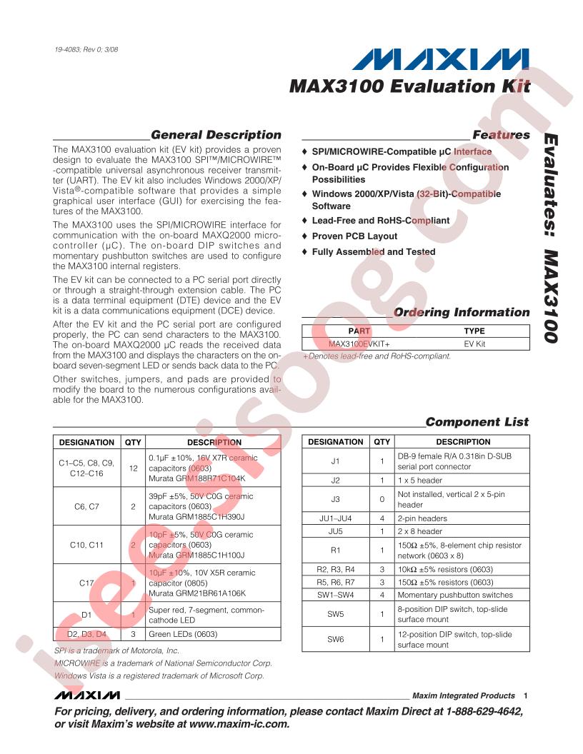 MAX3100 Eval Kit
