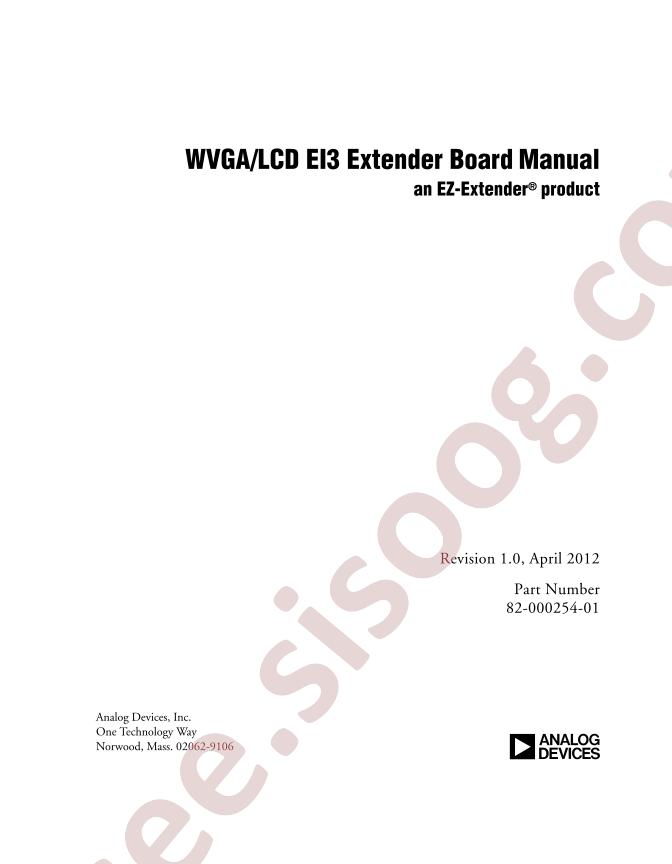 WVGA/LCD EI3 Extender Brd Manual