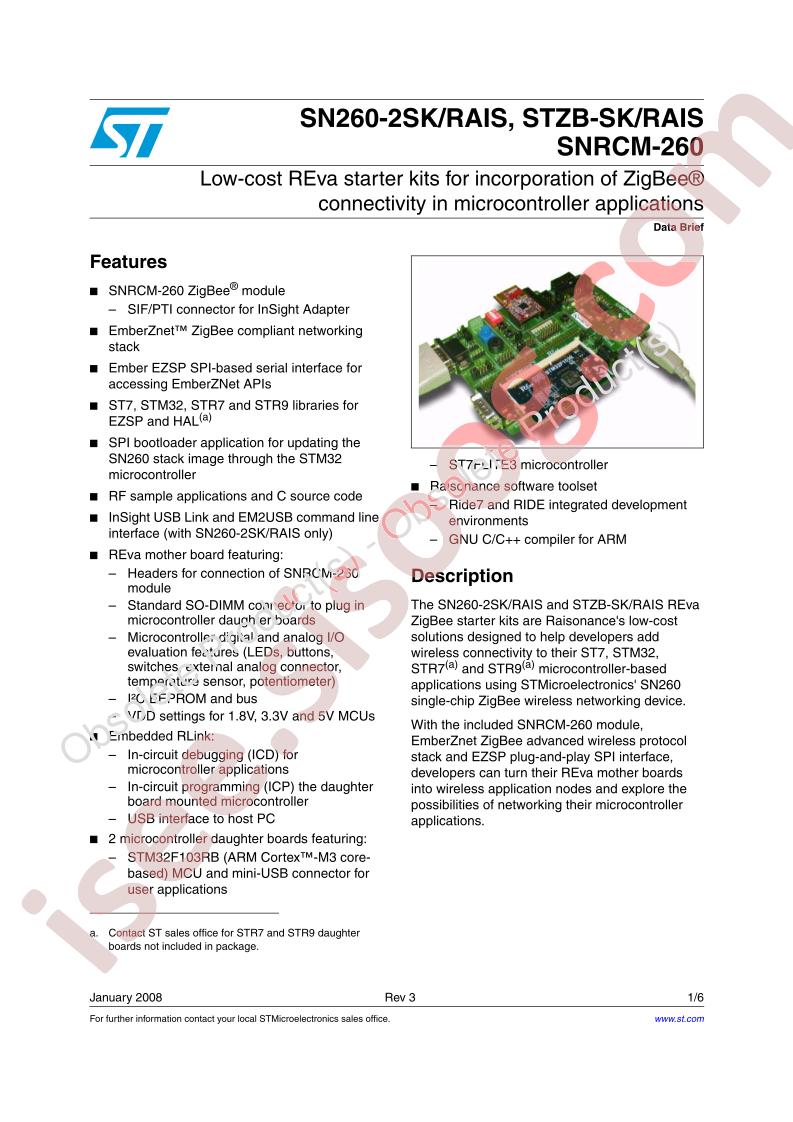 SN260-2SK/RAIS, STZB-SK/RAIS, SNRCM-260 Data Brief