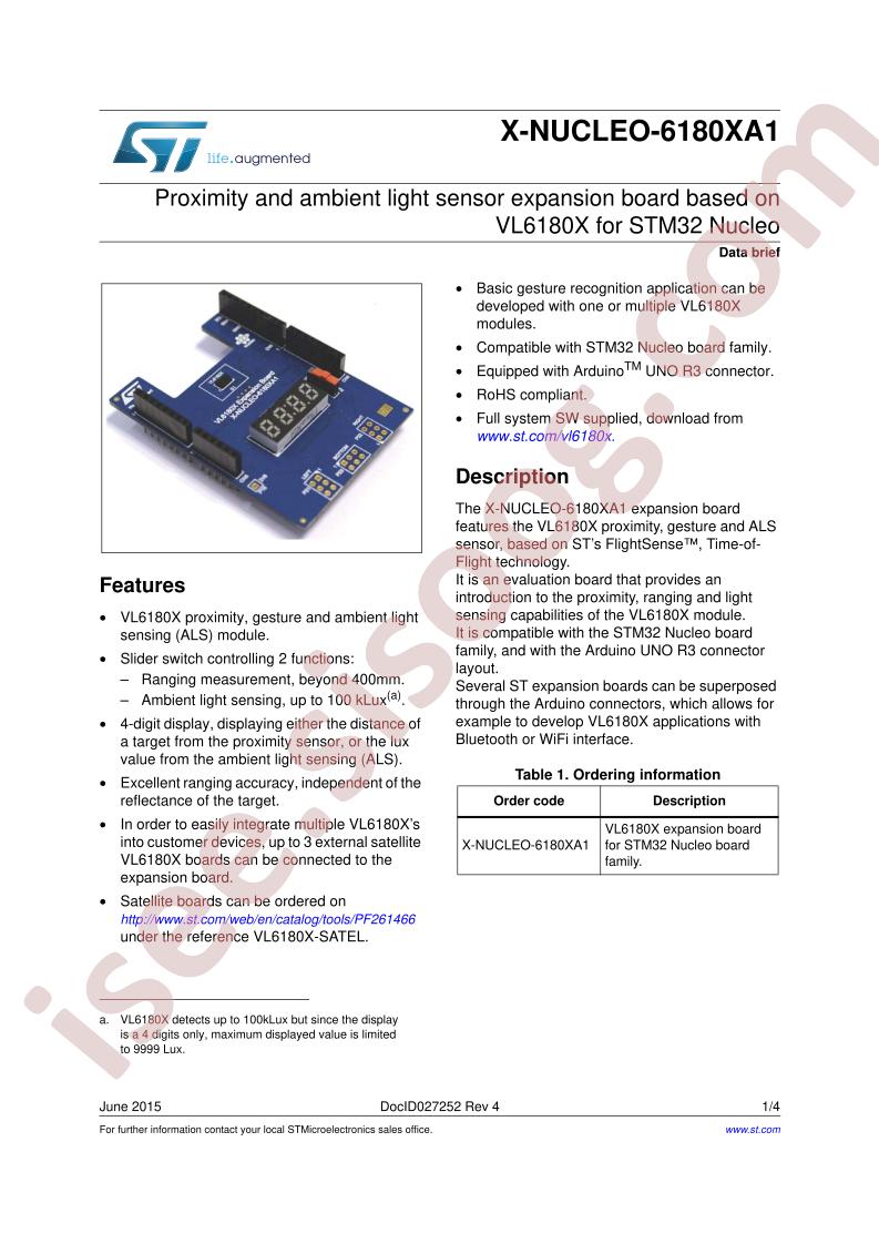 X-NUCLEO-6180XA1 Data Brief
