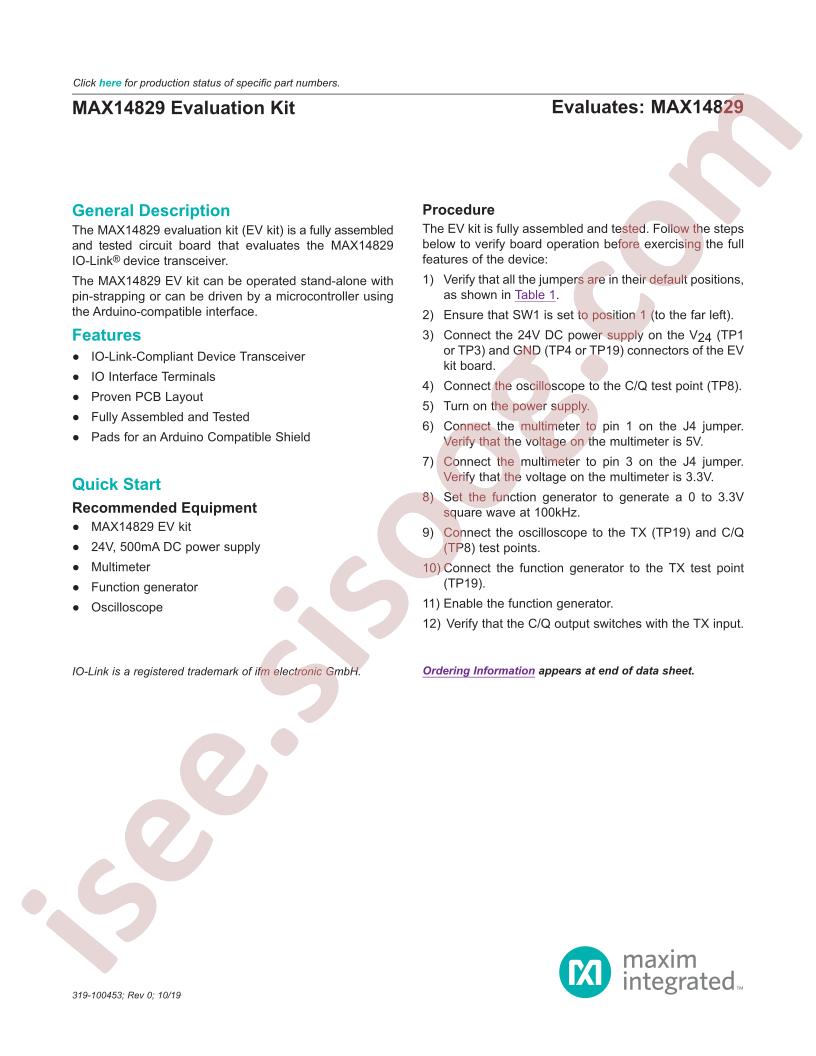 MAX14829 Evaluation Kit